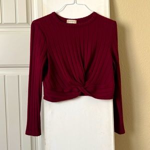 Cropped Long Sleeve Knot Shirt